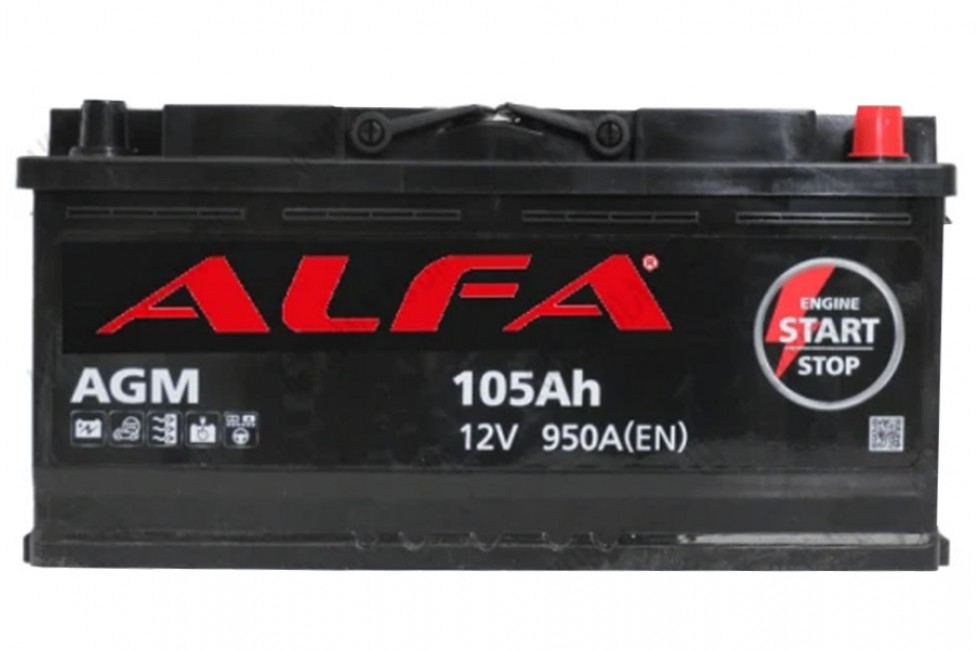 Аккумулятор ALFA AGM 105 А/ч 950А R+ Аккумулятор ALFA AGM 105 А/ч 950А R+
