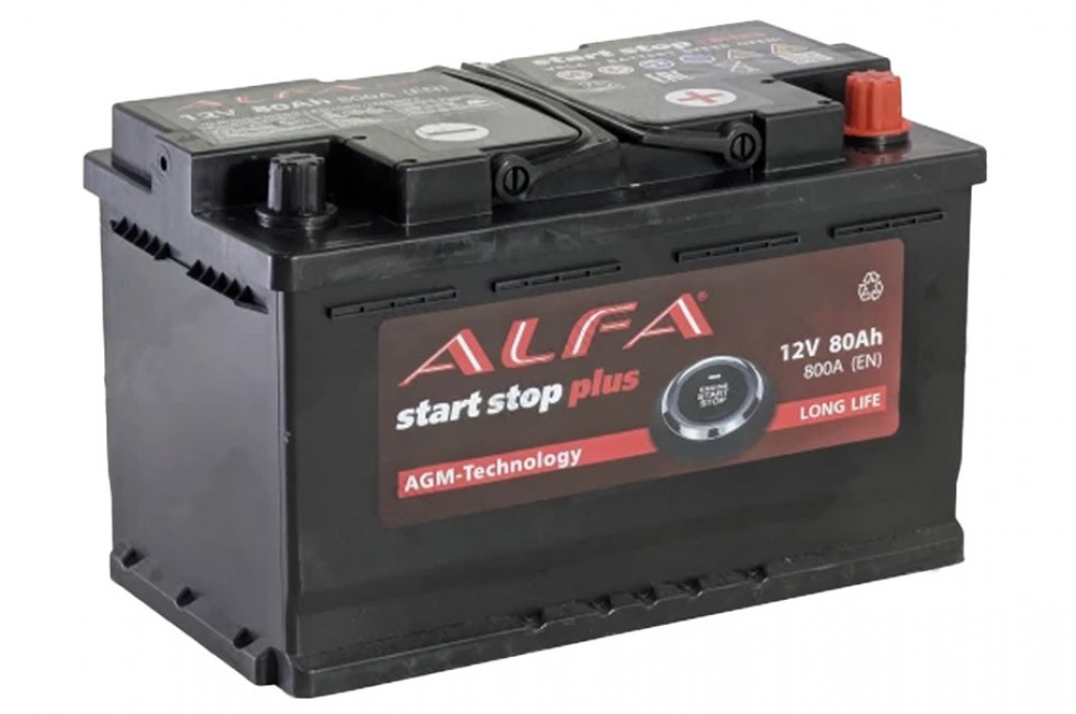 Аккумулятор ALFA AGM 80 А/ч 800A R+