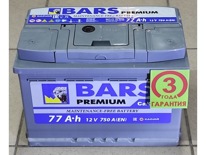 Аккумулятор BARS (Kainar) 77 a/h 750 A (EN) R+
