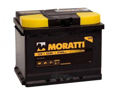 Аккумулятор Moratti Premium 62 a/h 610 A (EN) R+
