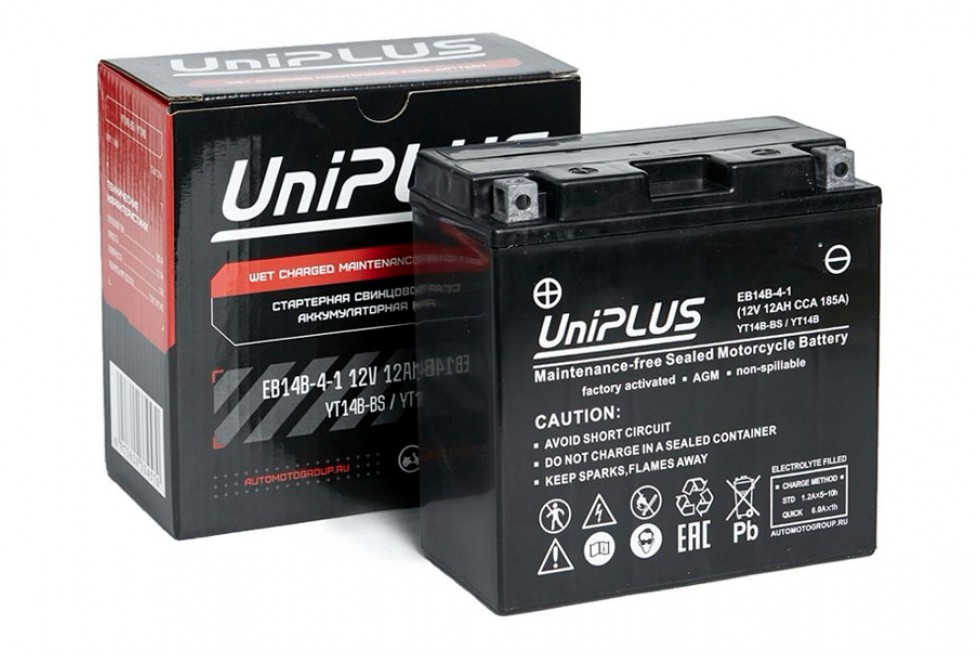 Мото аккумулятор UniPLUS EB14B-4-1 (12V 12Ah 185A)