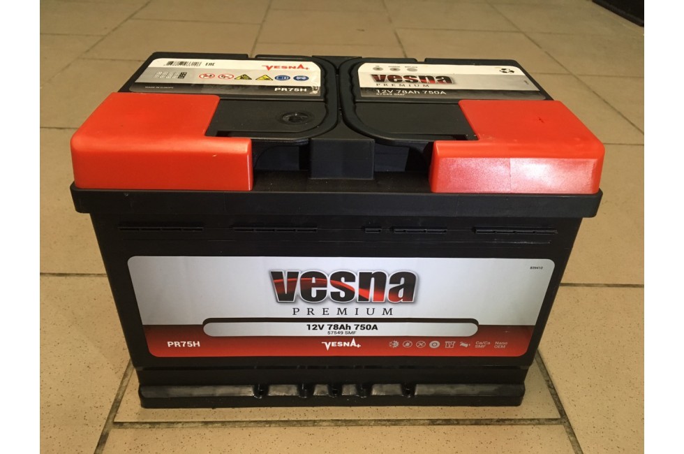 Аккумулятор VESNA Premium 78 a/h R+ 750A (EN) Аккумулятор VESNA Premium 78 a/h R+ 750A (EN)