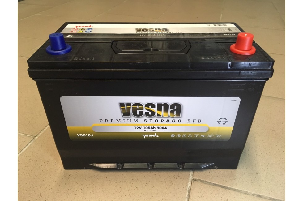 Аккумулятор VESNA azia EFB 105 a/h R+ 900A Аккумулятор VESNA azia EFB 105 a/h R+ 900A