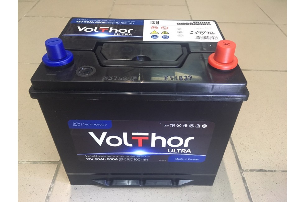 Аккумулятор VolThor 60 a/h R+ 600A (EN) Аккумулятор VolThor 60 a/h R+ 600A (EN)