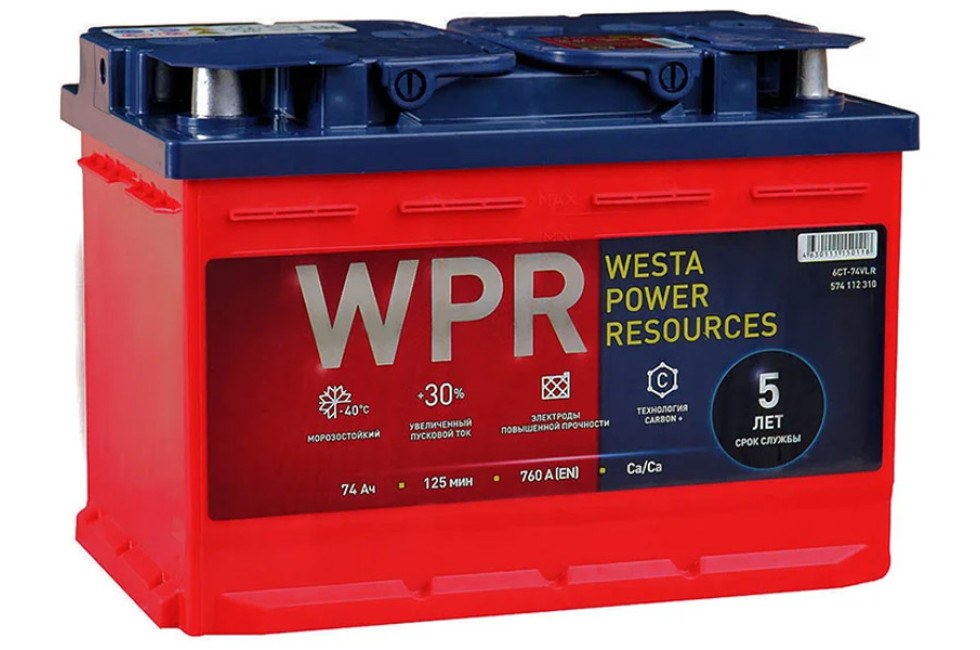 Аккумулятор WPR Premium 74 R+ 760A