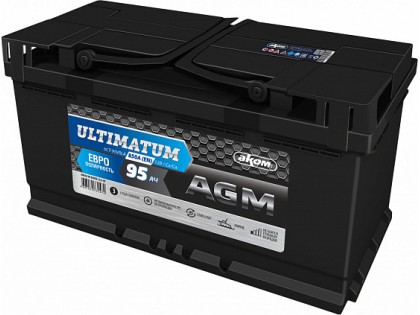 Аккумулятор АКОМ ULTIMATUM 95 AGM Евро (95 A/h), 850А R+