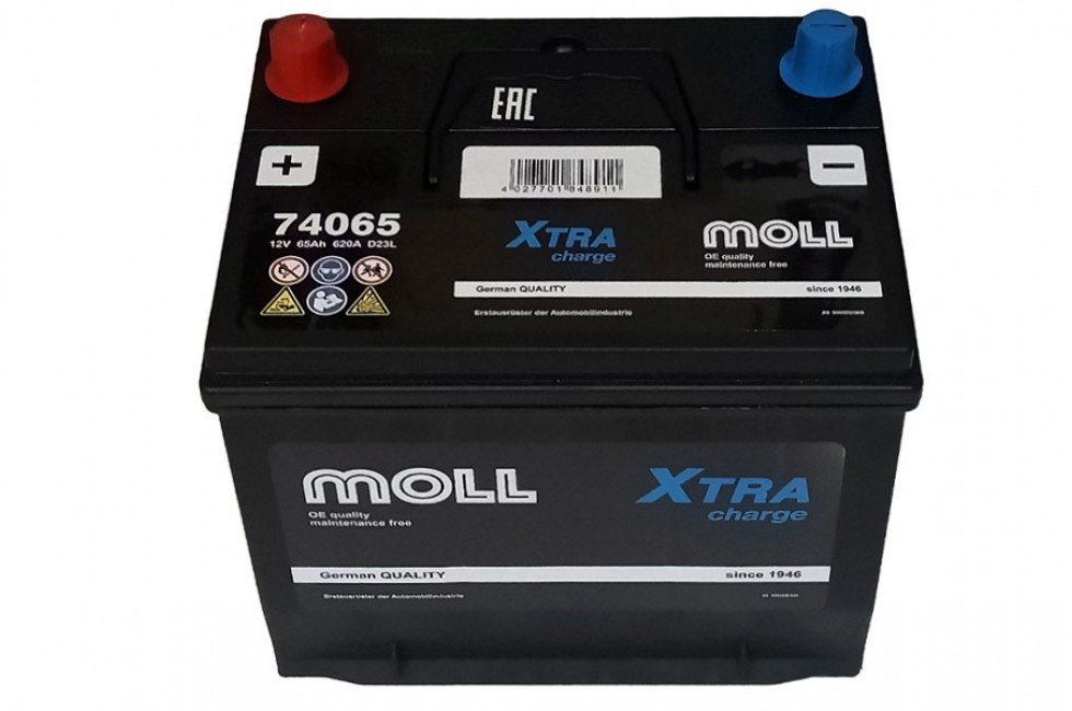 Аккумулятор Moll XTRA Charge ASIA 65a/h 620A (74065)