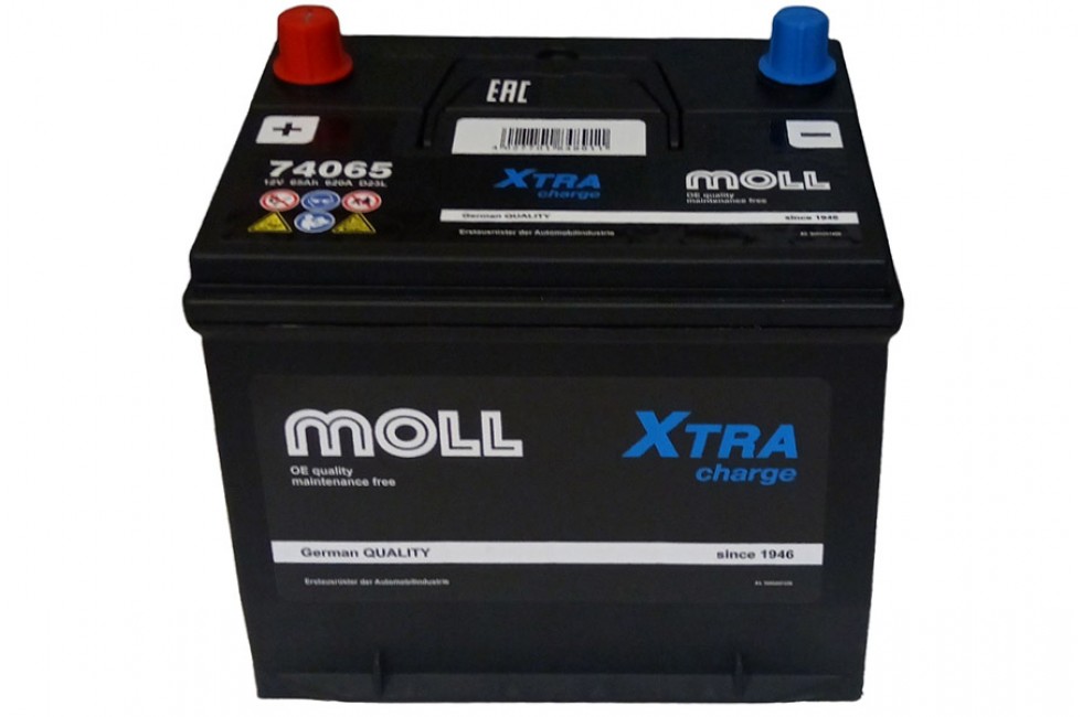 Аккумулятор Moll XTRA Charge ASIA 65a/h 620A (74065)