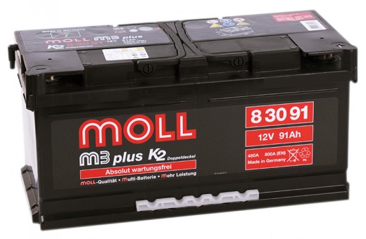 Аккумулятор Moll M3 Plus 91 A/ч 800-900A (EN) 