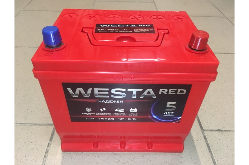 Аккумулятор Westa RED Asia 60 a/h 540 (EN) R+
