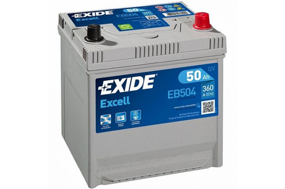 Аккумулятор Exide Excell EB504 (50 A/h), 360A R+