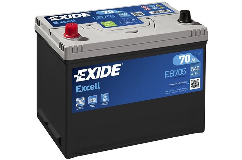Аккумулятор Exide Excell EB705 (70 A/h), 540A L+