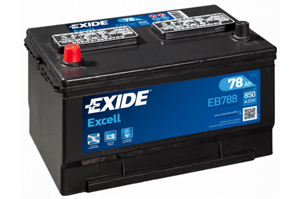 Аккумулятор Exide Excell EB788 JIS (78 A/h), 850A L+