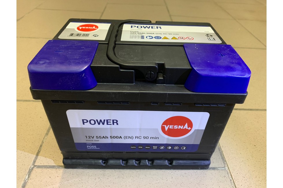 Аккумулятор VESNA Power 55 A/h R+ 500A (EN) Аккумулятор VESNA Power 55 A/h R+ 500A (EN)