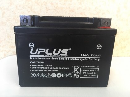 Аккумулятор UPLUS Super Star LT4-3 (YTX4L-BS 503014) (3 Ah R+)